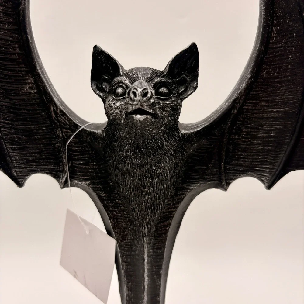 Gothic Bat Candelabra Double Taper Candle Holder Black Silver Halloween Decor